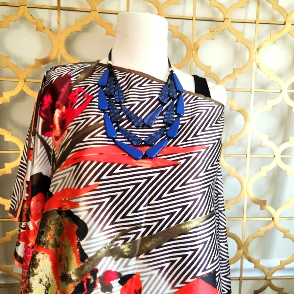 Deep Blue Multi-Strand Resin Statement Necklace ๐ - Picture 10 of 16